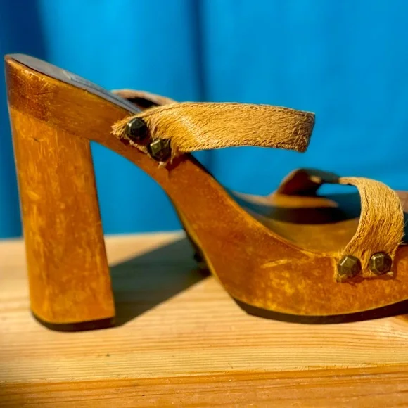 VINTAGE STEVE MADDEN WODDEN SANDALS SIZE. 6 - Picture 8 of 16